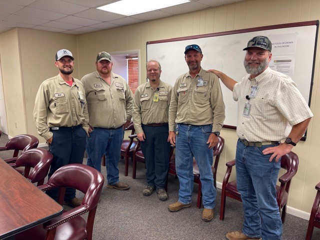 The team that saved the wedding day! Lead HRAC Mech Matt White, HRAC Michael Waters, HRAC Bob Bigelow, HRAC Mark Pulliam, far right HVAC Supervisor, Chris Hester. 